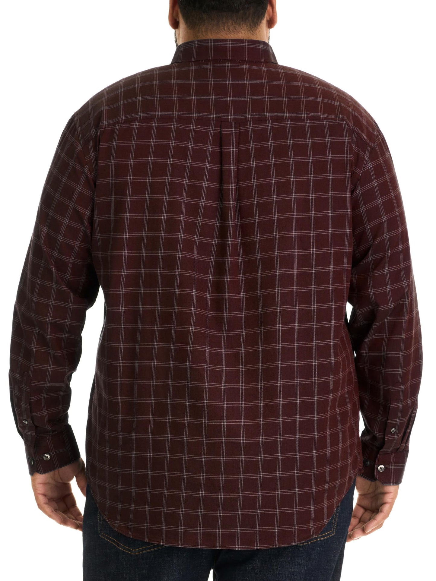 Van Heusen Men's Size Big Wrinkle Free Long Sleeve Button Down Shirt, Red Pinot Noir, X-Large Tall