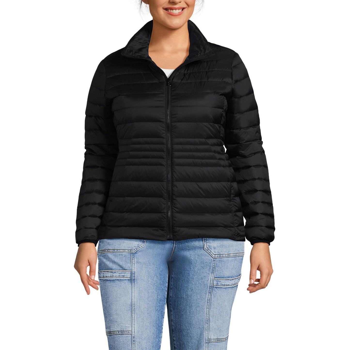 Lands' End Women's Tall Wanderweight Packable Down Jacket X-Large Black