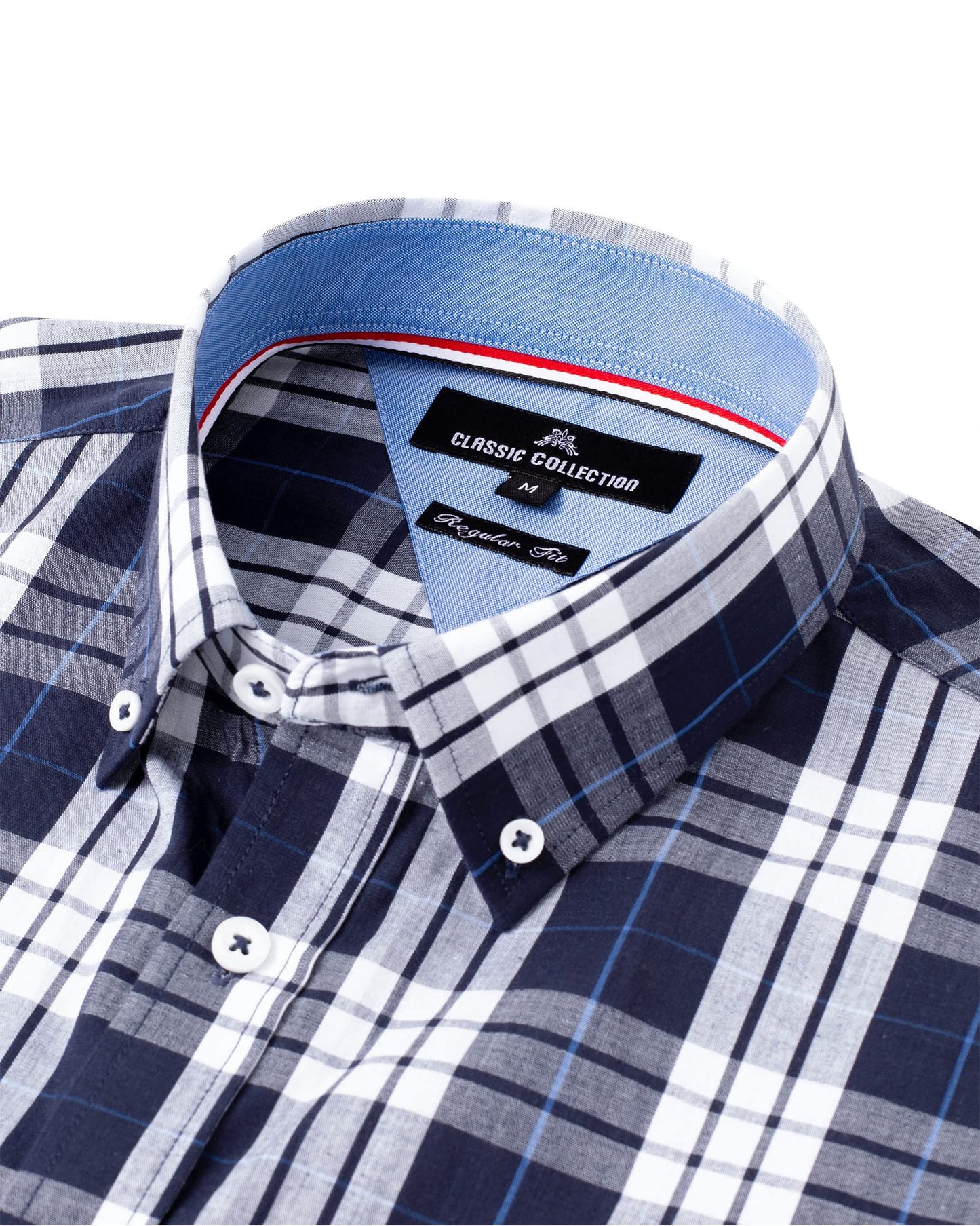 Alimens & Gentle Men's Plaid Button Down Shirts Cotton Long Sleeve Dress Shirts Regular Fit Gingham Shirts