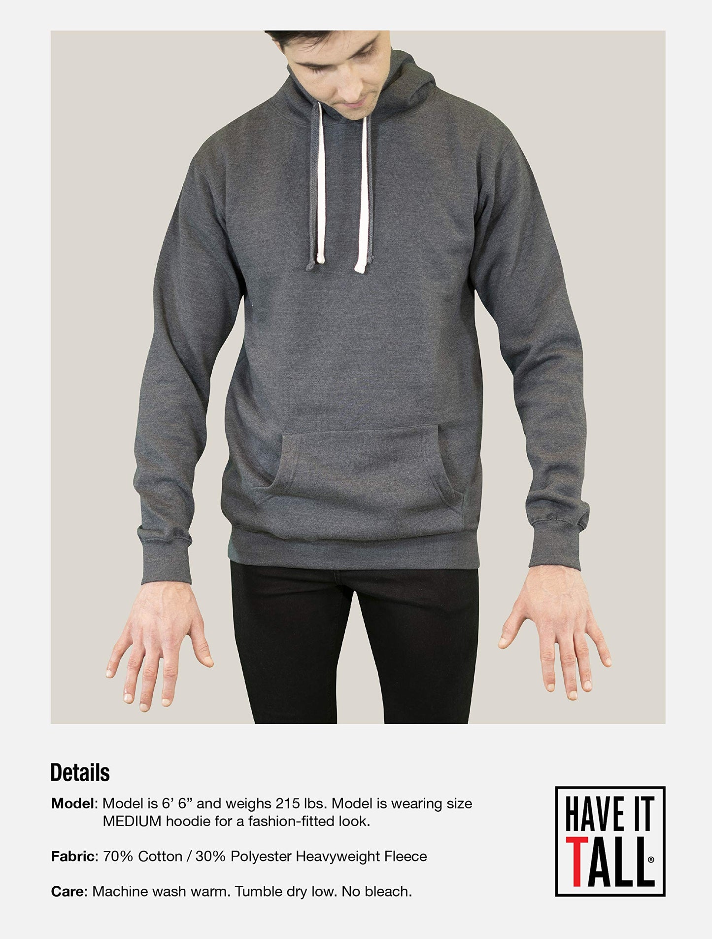 Have It Tall Pullover Hoodie Dark Heather Large Tall