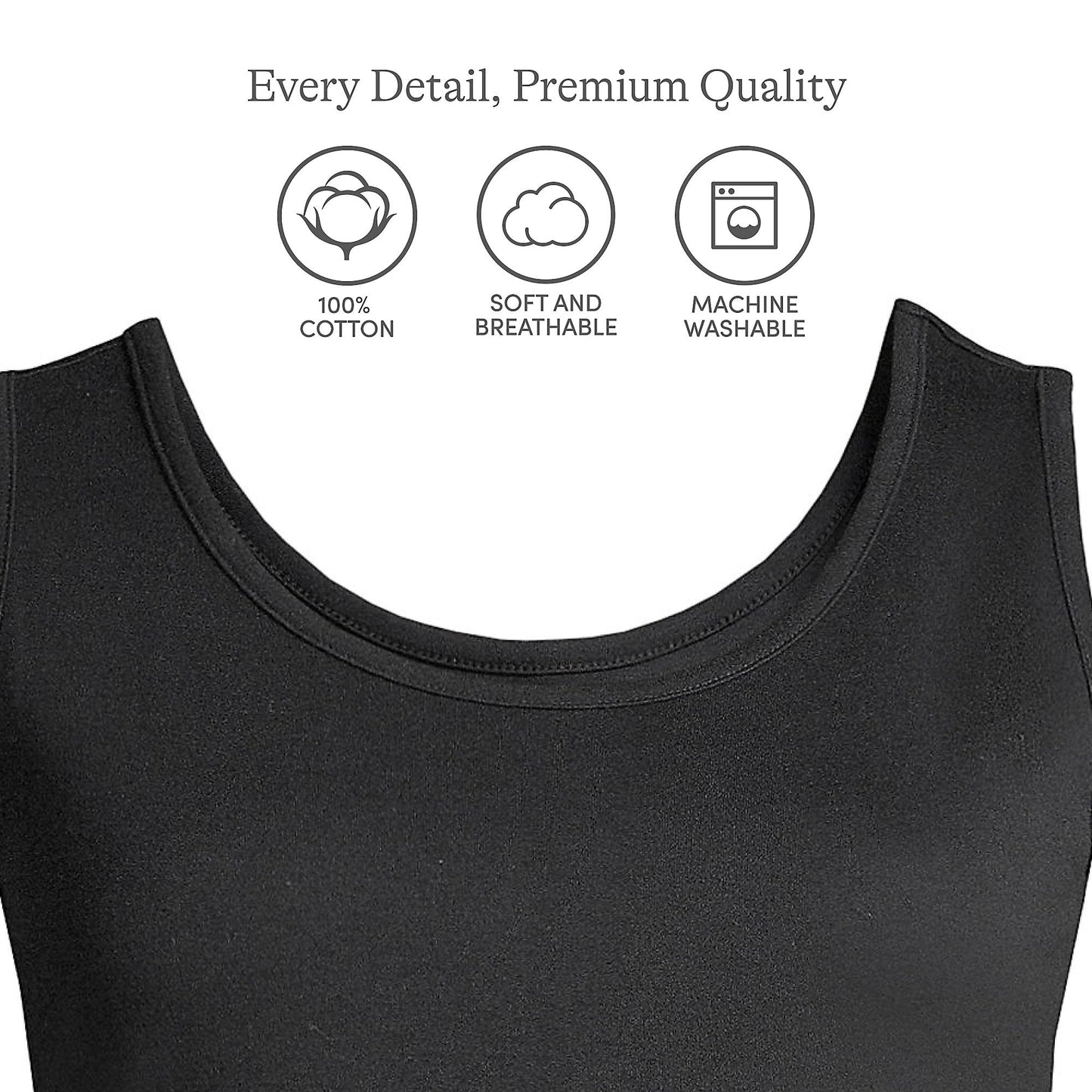 Lands' End Womens Cotton Tank Top Black Tall Medium