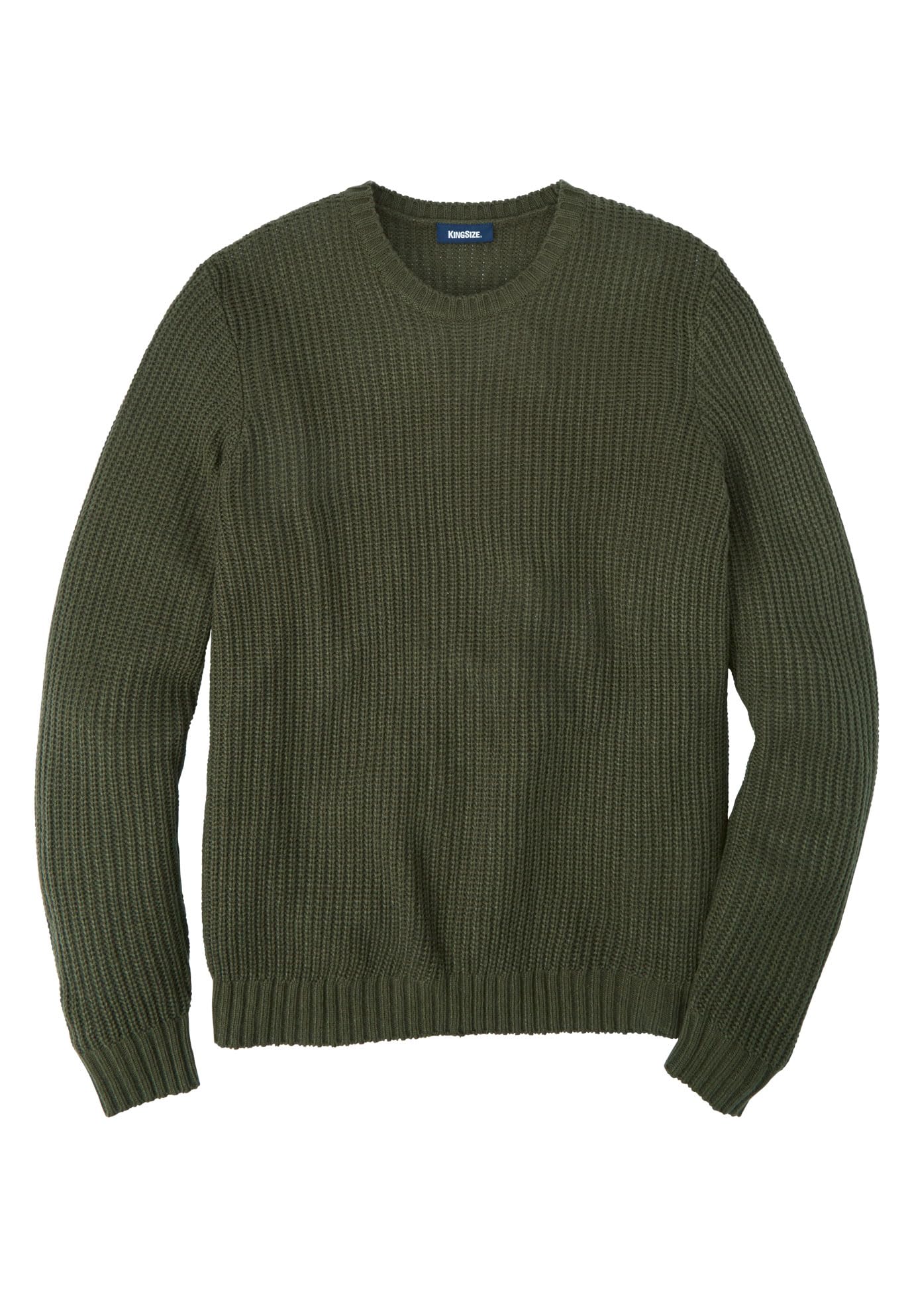 KingSize Men's Big & Tall Shaker Knit Crewneck Sweater - 7XL, Olive
