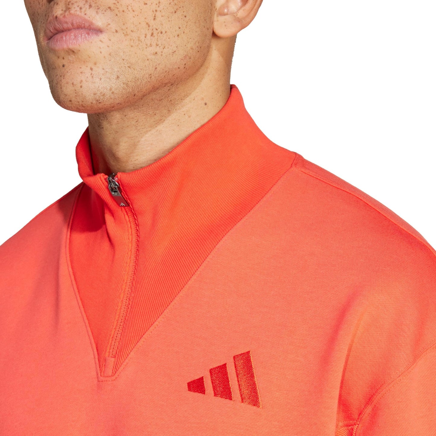 adidas Men's Tall Size All SZN Fleece Quarter-Zip Crewneck Swearshirt, Bright Red