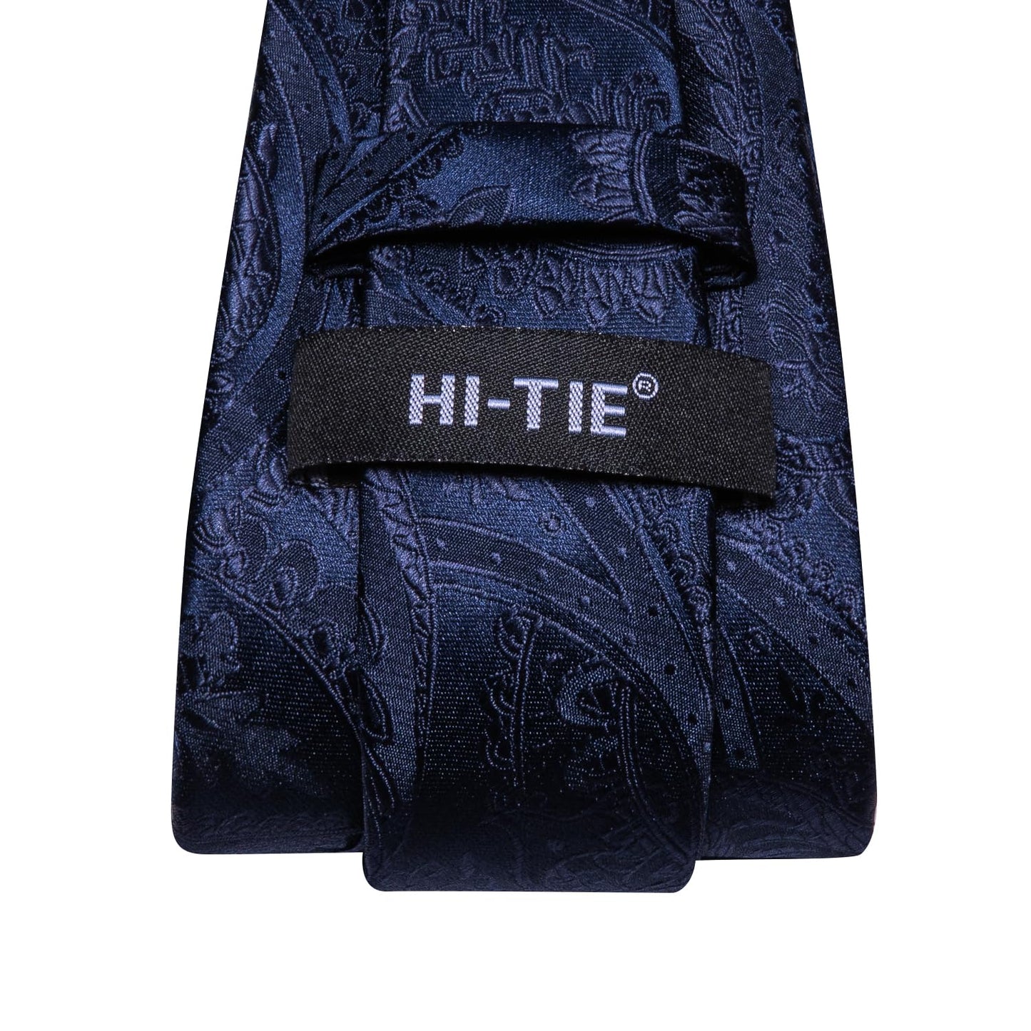 Hi-Tie 70'' Navy Ties for Men Silk Paisley Extra Long Mens Ties Set Dress Necktie and Pocket Square Cufflink for Wedding