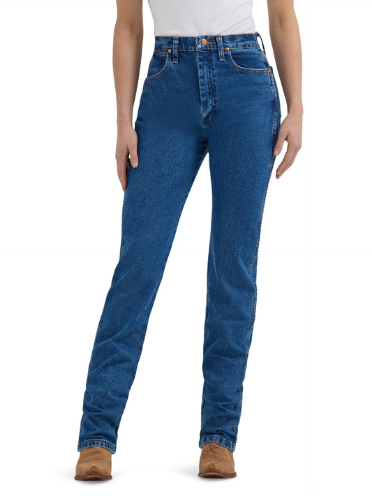 Wrangler Women's Cowboy Cut High Rise Slim Fit Tapered Leg Jean, Stonewash, 11-34