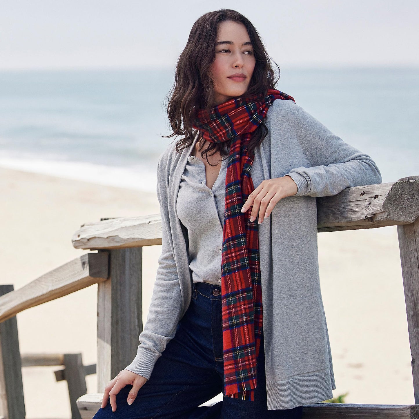 Lands' End Womens Cotton Long Sleeve Open Cardigan Sweater Gray Heather Tall X-Large