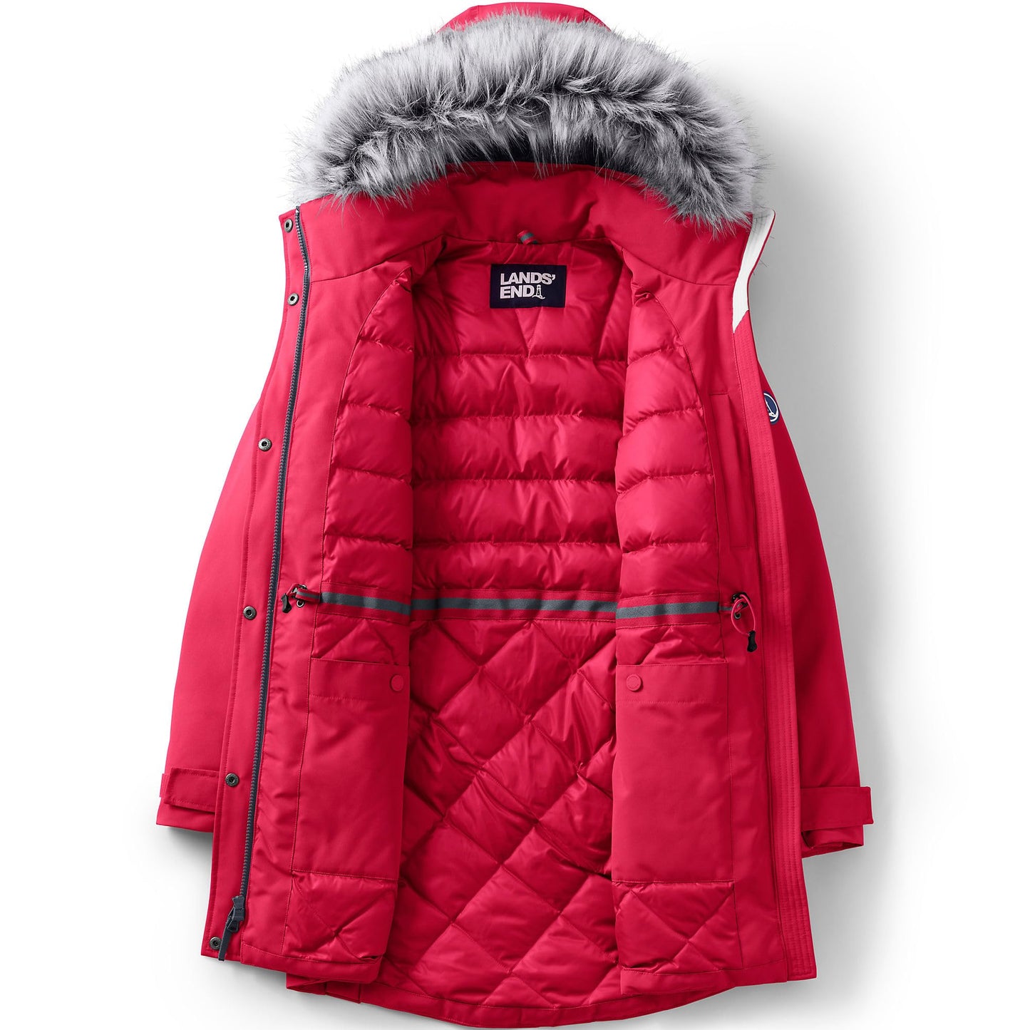 Lands' End Womens Expedition Down Parka Rich Red Tall Small