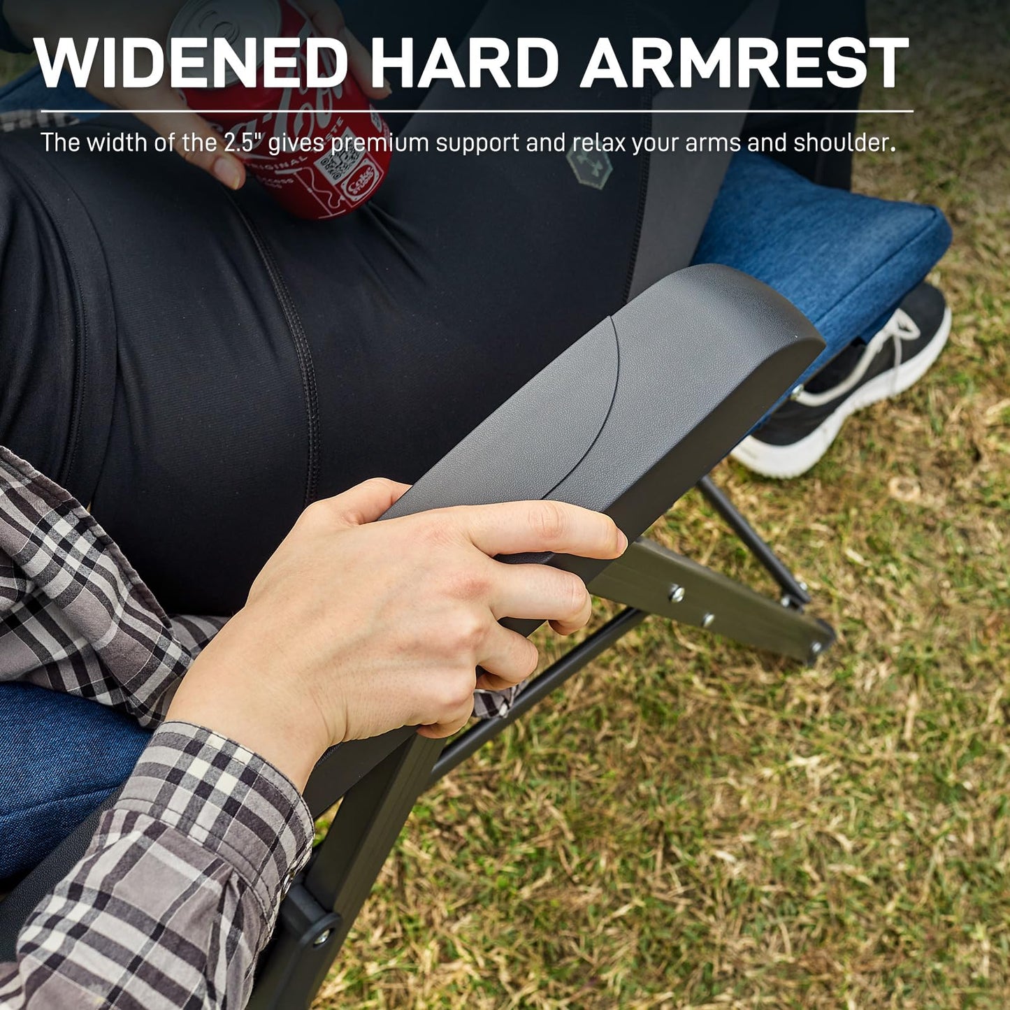 EVER ADVANCED Folding Padded Camping Chair 4 Positon Adjustable Recliner with High Back Support Portable for Adults, 300lbs Weight Capacity, Blue