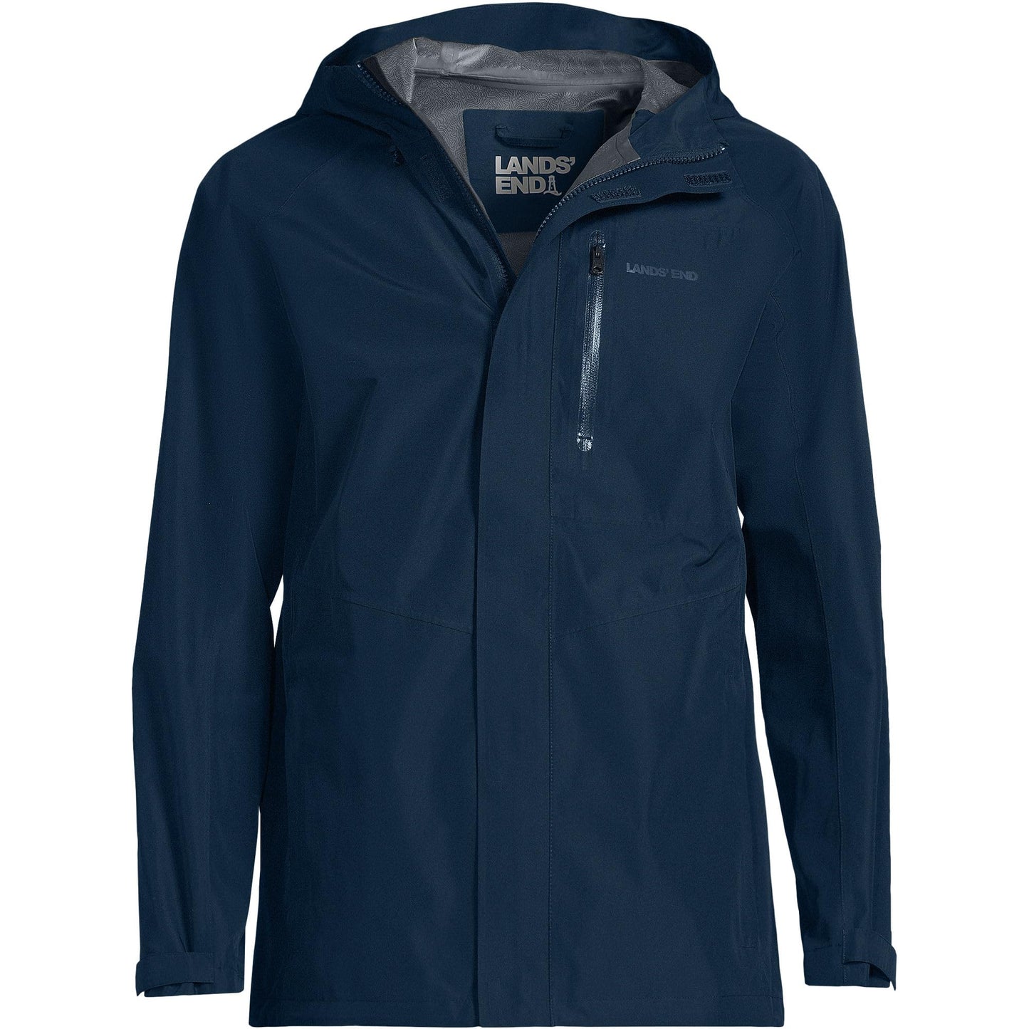 Lands' End Mens 2 5L Waterproof Packable Rain Jacket Radiant Navy Tall Medium