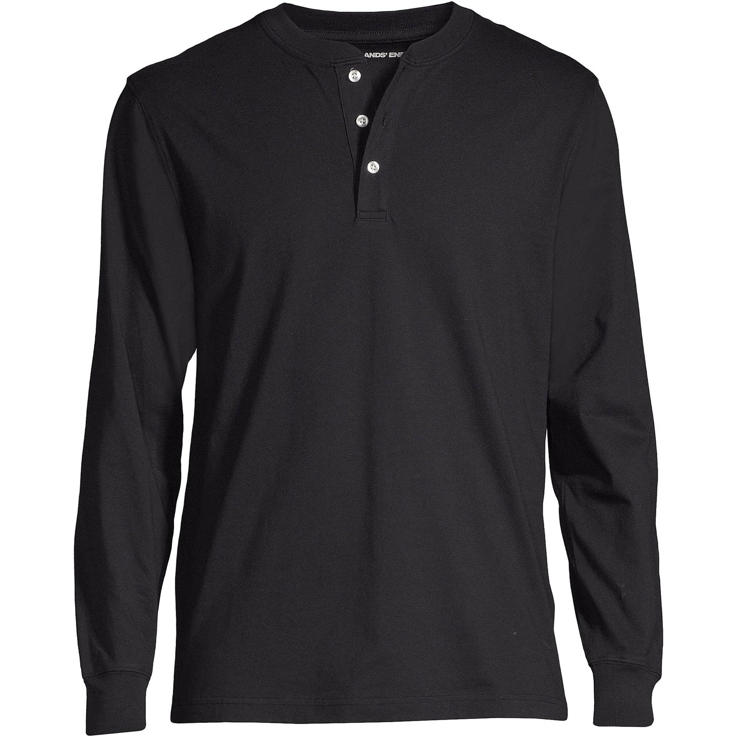 Lands' End Mens Long Sleeve Super-T Henley Black Tall Large