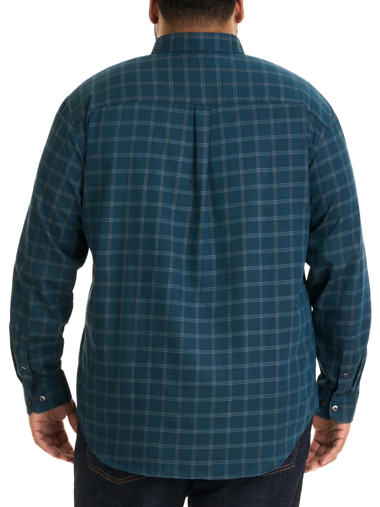 Van Heusen Men's Size Big Wrinkle Free Long Sleeve Button Down Shirt, Turquoise Seabed, 2X-Large Tall