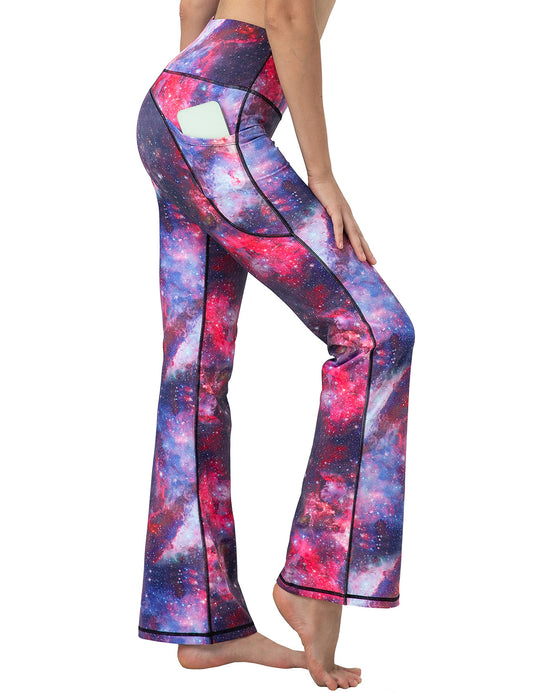 BUBBLELIME 29"/31"/33"/35" 4 Styles Women's Tummy Control Bootcut Yoga Pants - Side Pockets_Galaxy S-35 Inseam