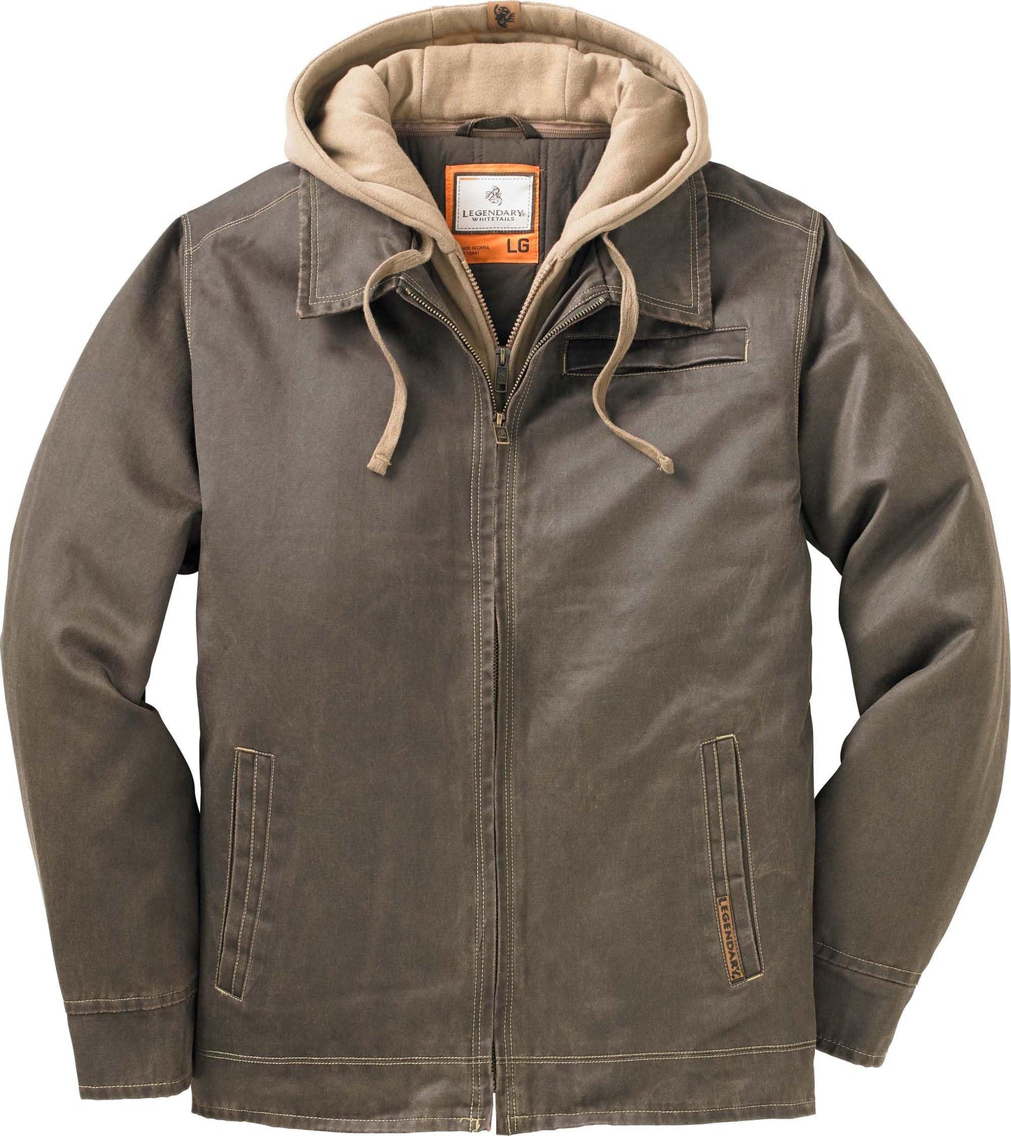 Legendary Whitetails Men's Casual Coat with Hood Waxed Cotton Water Resistant, Tobacco, 3X-Large Tall