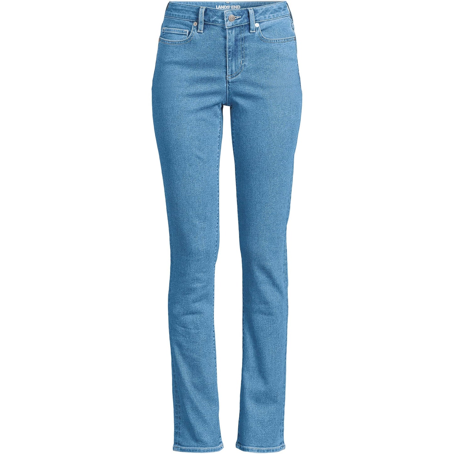 Lands' End Womens MR Straight Leg Blue Jeans-Recover Denim Hutton Blue Wash Regular 8 32