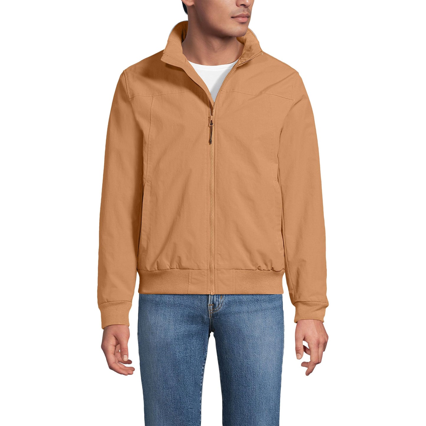 Lands' End Mens Squall Classic Bomber Jacket Canyon Camel Big And Tall 4xlt