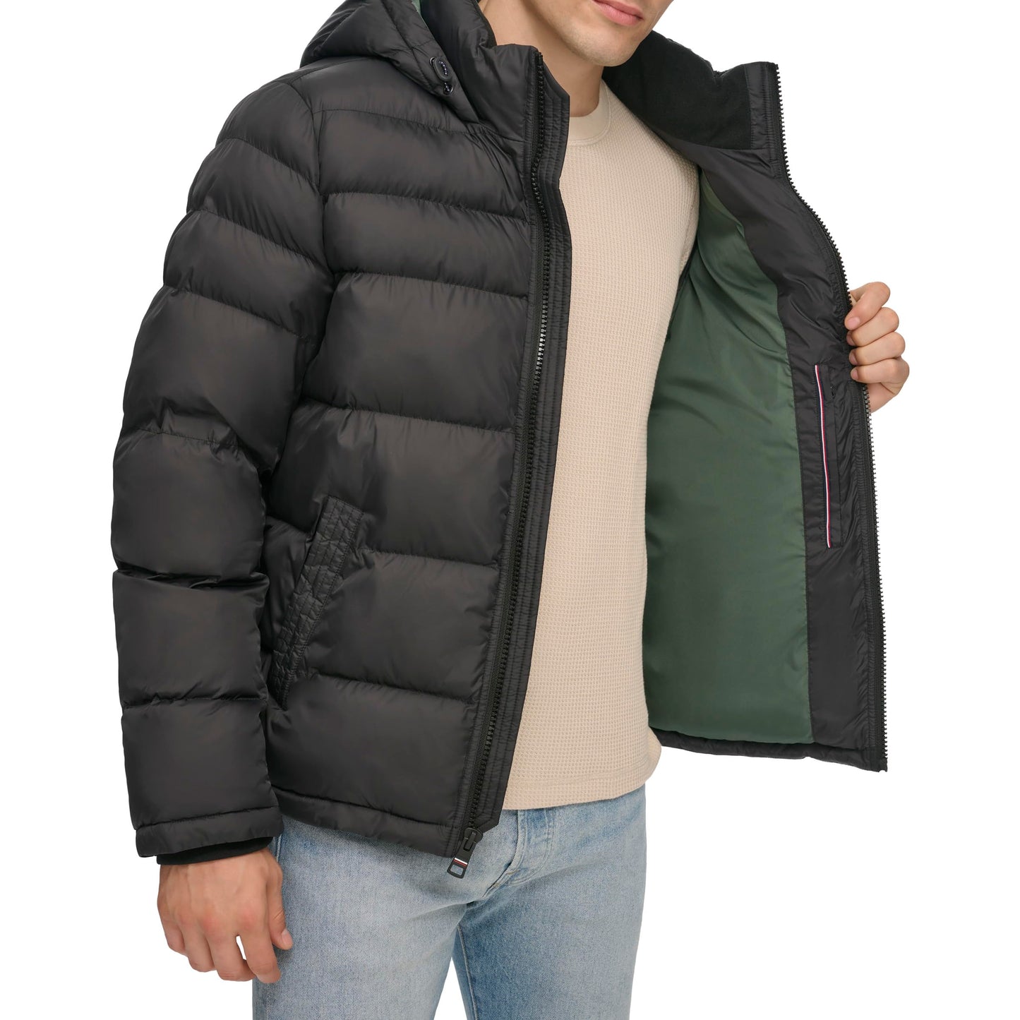 Tommy Hilfiger Men's Classic Hooded Puffer Jacket (Standard and Big & Tall), black, 3X-Large Tall