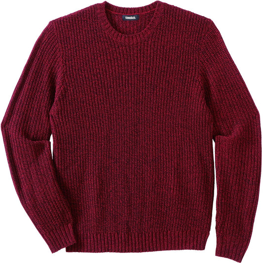 KingSize Men's Big & Tall Shaker Knit Crewneck Sweater - 3XL, Rich Burgundy Marl
