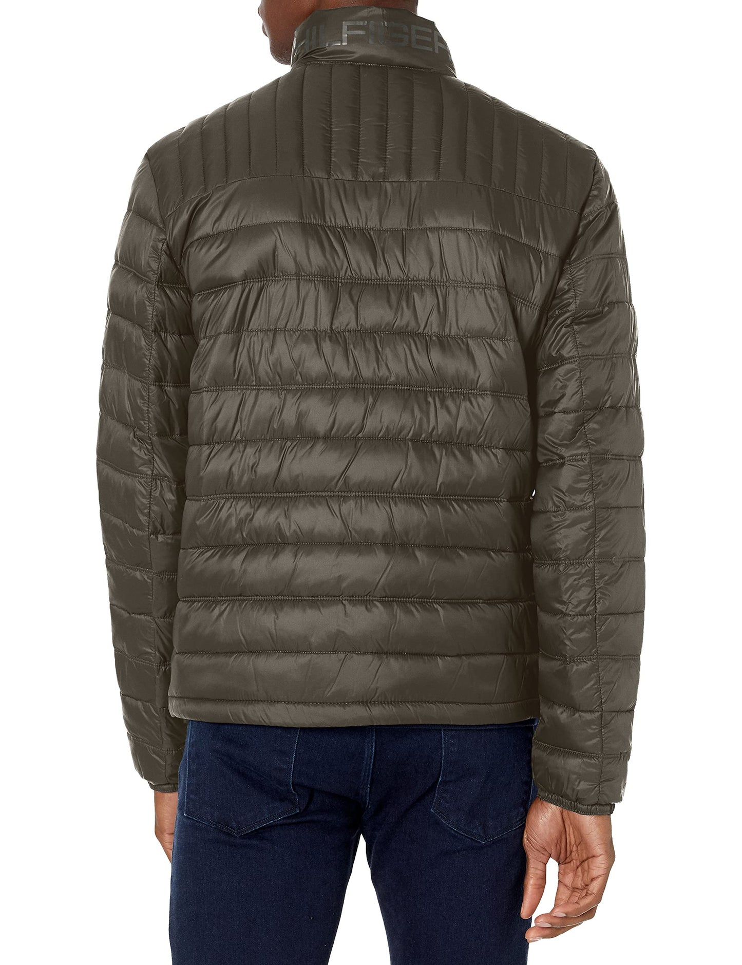 Tommy Hilfiger Men's Ultra Loft Lightweight Packable Puffer Jacket (Standard and Big & Tall), Olive, L-Tall