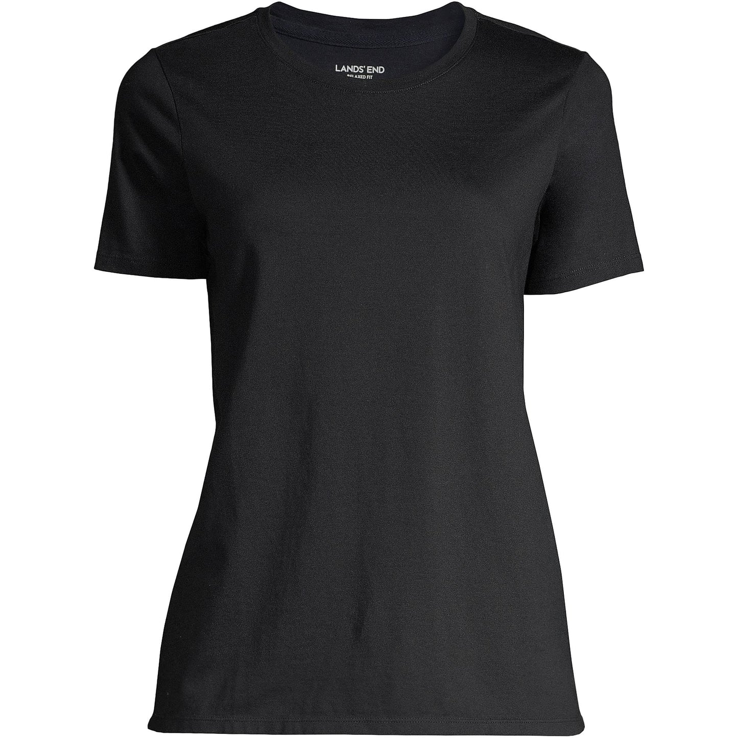Lands' End Womens Short Sleeve Relaxed Supima Cotton Crew Neck T Shirt Black Tall Medium