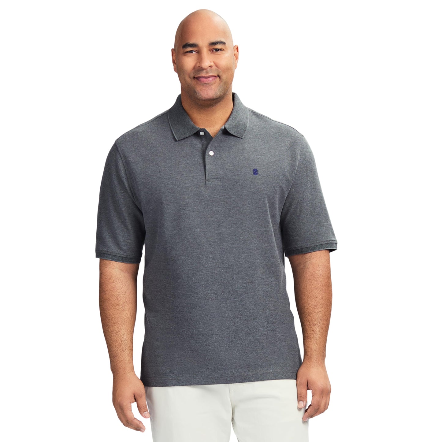 IZOD Men's Big and Tall Advantage Performance Short Sleeve Polo Shirt, Carbon Heather