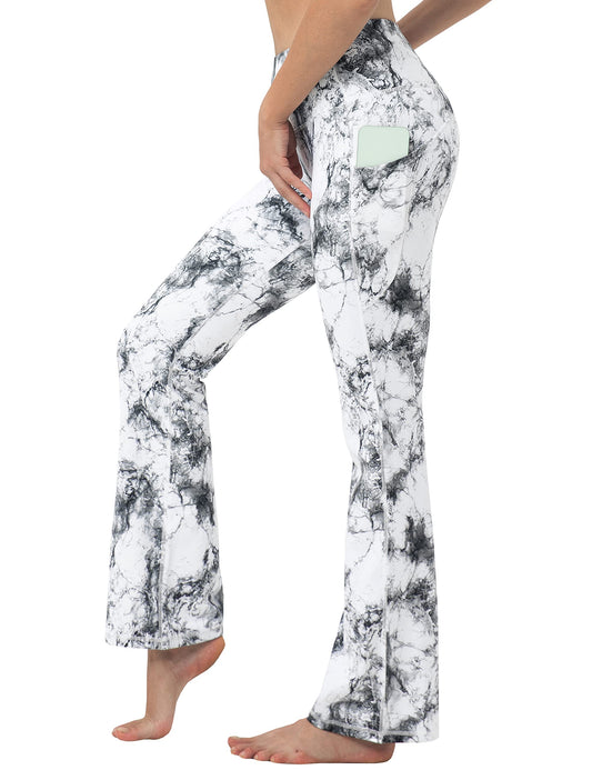 BUBBLELIME 29"/31"/33"/35" 4 Styles Women's Tummy Control Bootcut Yoga Pants - Side Pockets_ARABESCATO L-35 Inseam