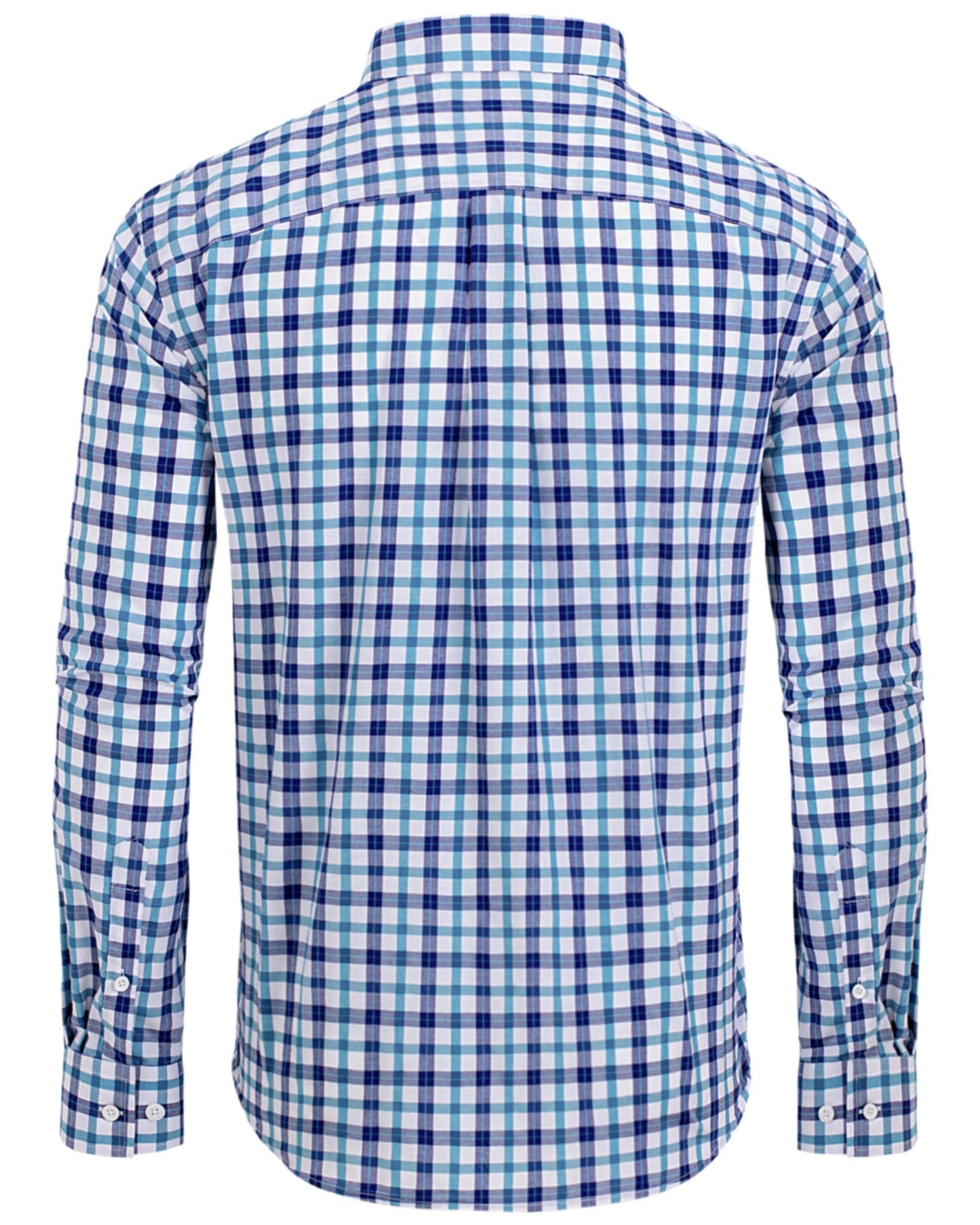 Alimens & Gentle Men's Long Sleeve Button Down Shirts Cotton Plaid Dress Shirts Regular Fit Casual Poplin Shirts Blue Navy