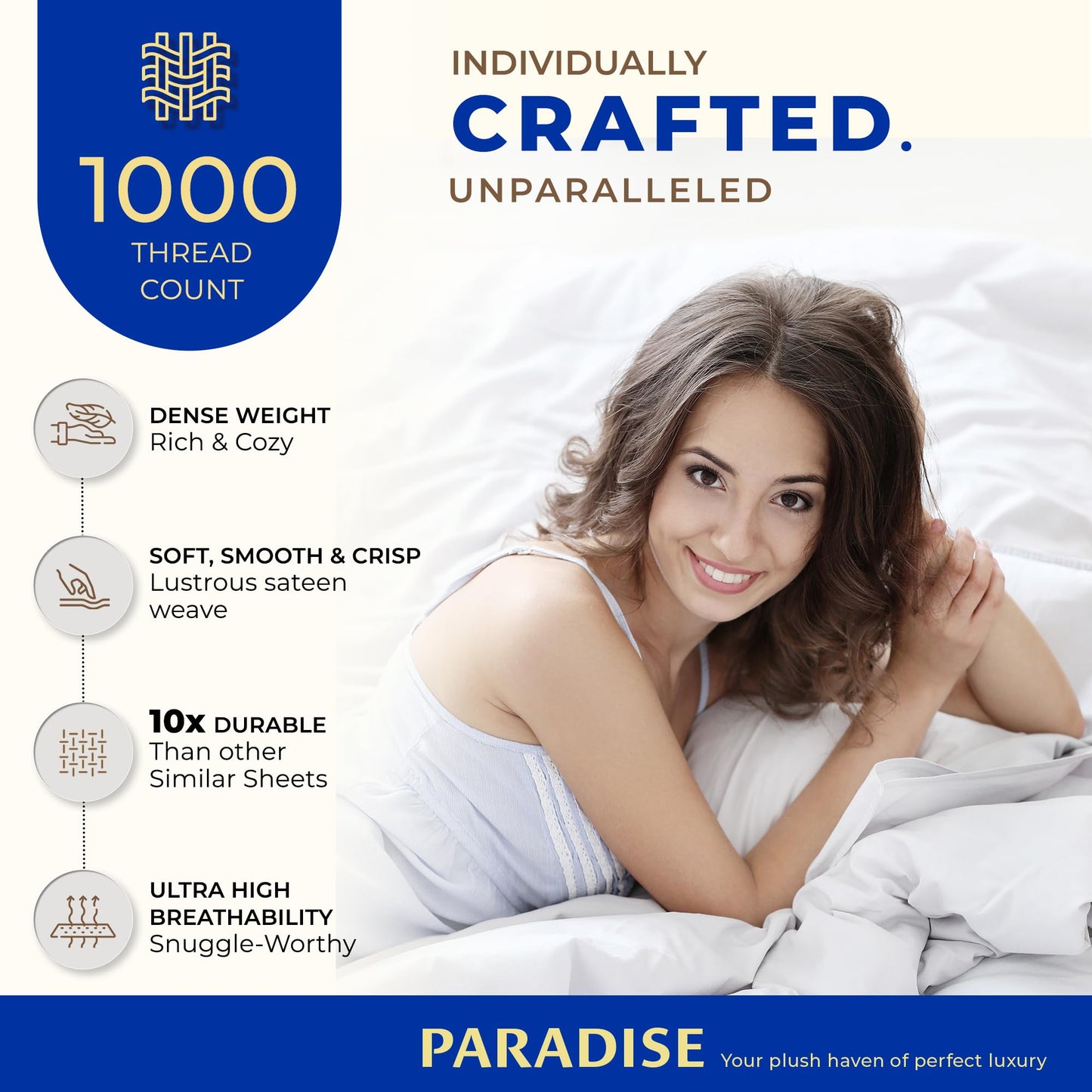 THREAD SPREAD 100% Egyptian Cotton Sheets California King Size - 1000 High Thread Count, Luxury 5-Star Hotel 4 PC Sateen Dark Grey Cali King Sheets, Extra Long Staple 16" Deep Pocket Bed Sheet Sets