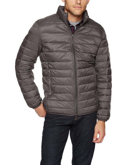 Amazon Essentials Men's Packable Lightweight Water-Resistant Puffer Jacket (Available in Big & Tall), Grey, 3X-Large Big Tall