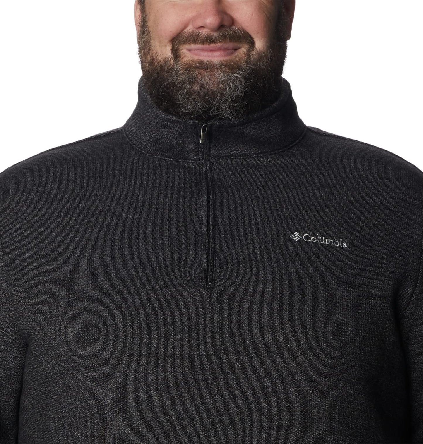 Columbia Men's Great Hart Mountain III Half Zip, Black Heather, Large Tall