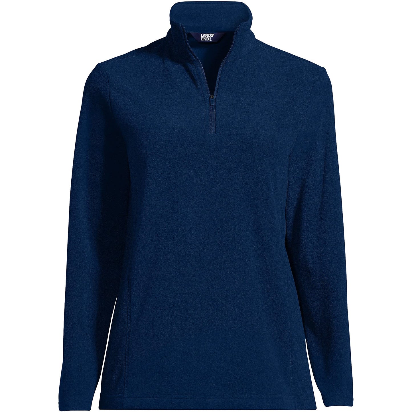 Lands' End Womens Quarter Zip Fleece Pullover Deep Sea Navy Tall Large