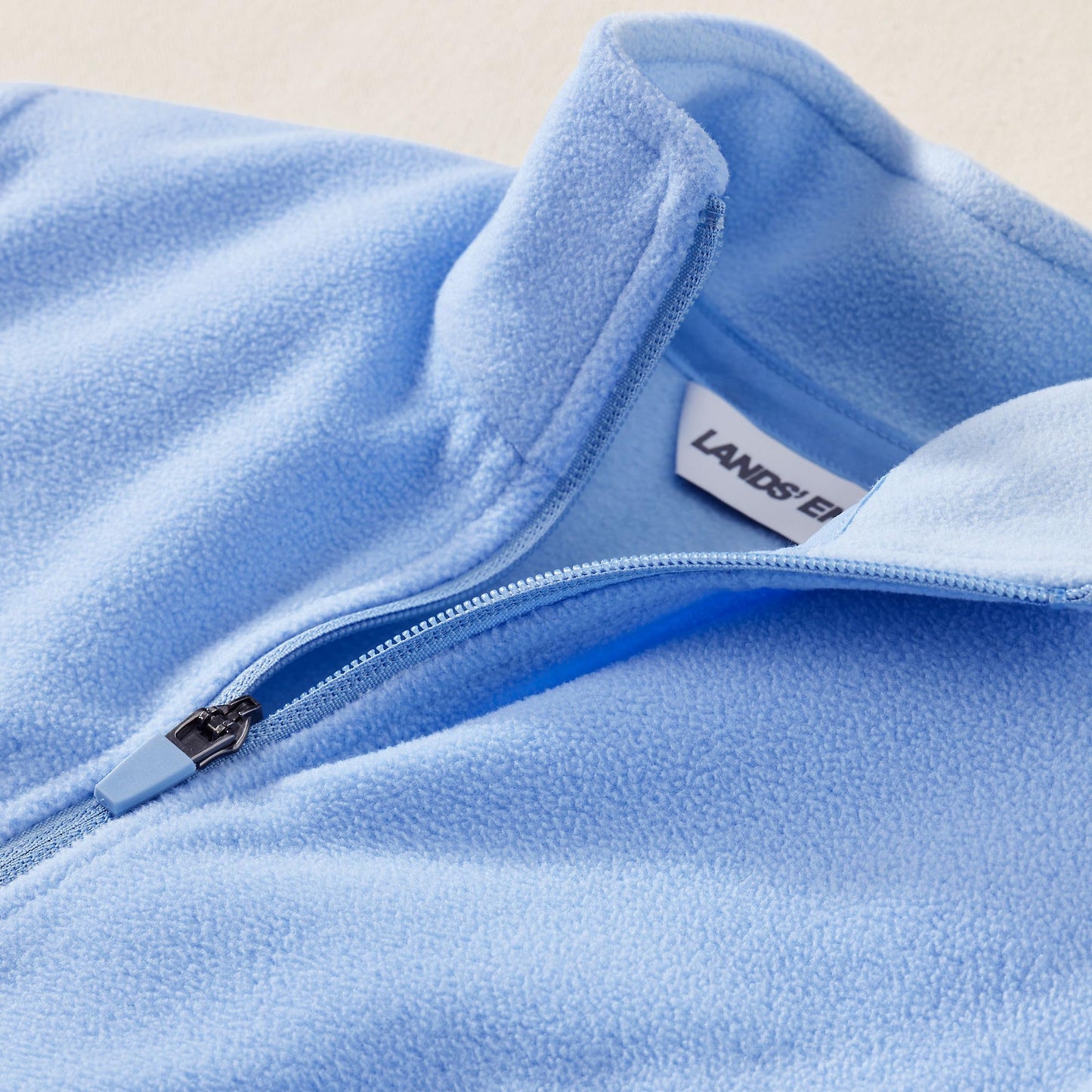 Lands' End Womens Full Zip Fleece Jacket Clear Blue Sky Tall Small