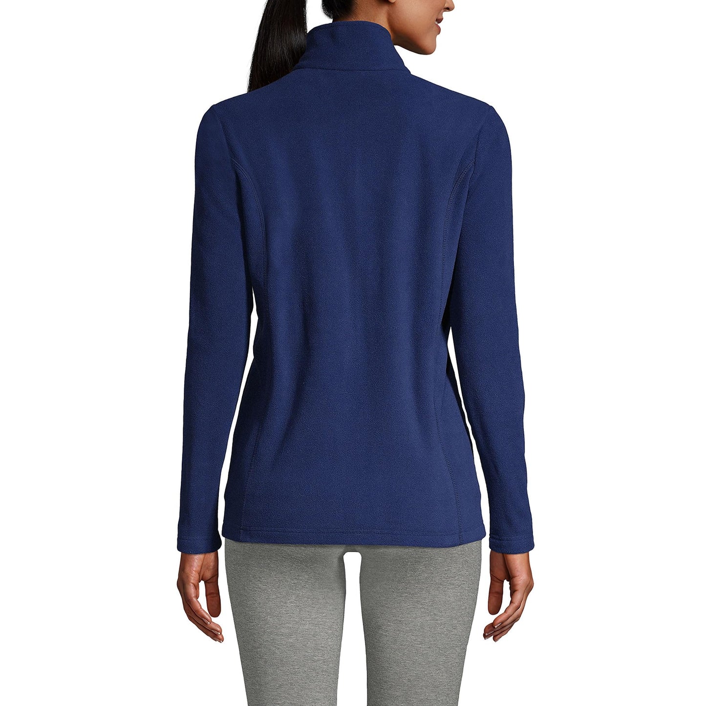 Lands' End Womens Full Zip Fleece Jacket Deep Sea Navy Tall Small