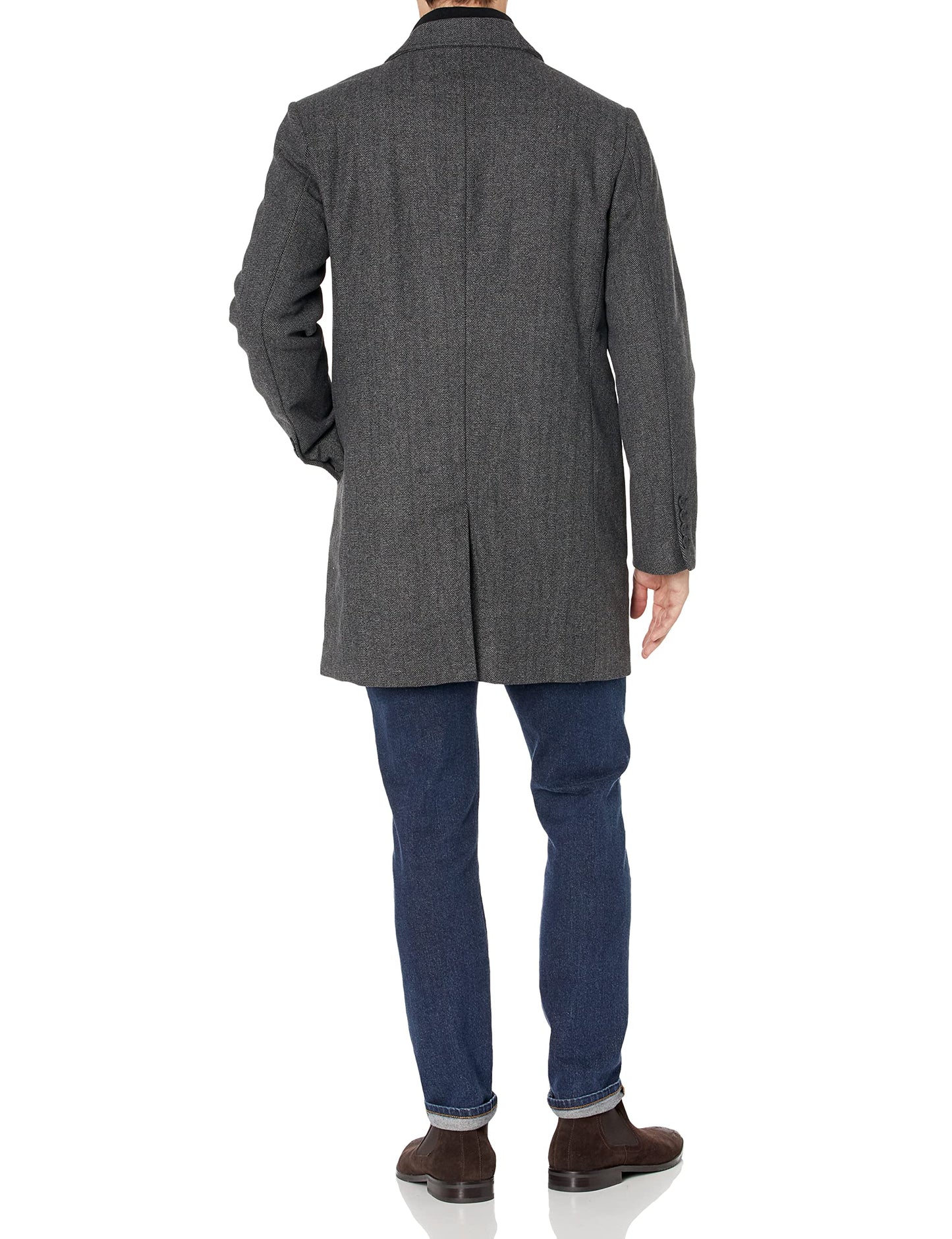 Dockers Men's Henry Wool Blend Top Coat (Regular and Big & Tall Sizes) , Charcoal Herringbone, X-Large Tall
