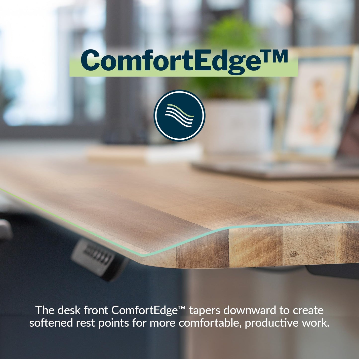 Vari ComfortEdge 60x30 Inch Adjustable Electric Standing Desk – Memory Presets, Sloped Edge, 200 LB Capacity (Reclaimed Wood) - 50.5" Max Height