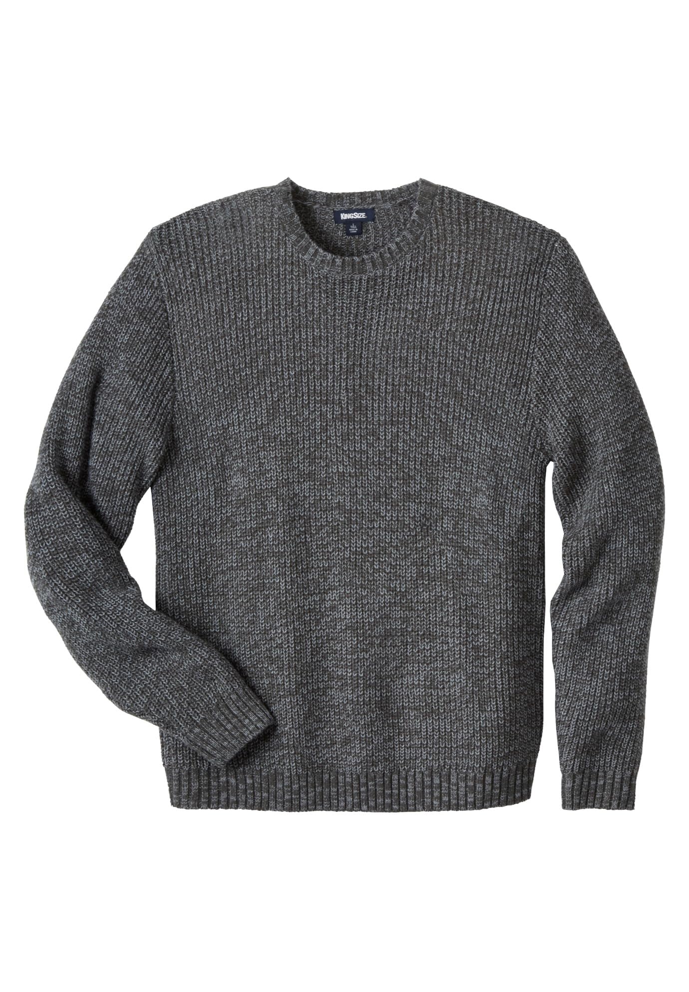 KingSize Men's Big & Tall Shaker Knit Crewneck Sweater - 8XL, Grey Marl