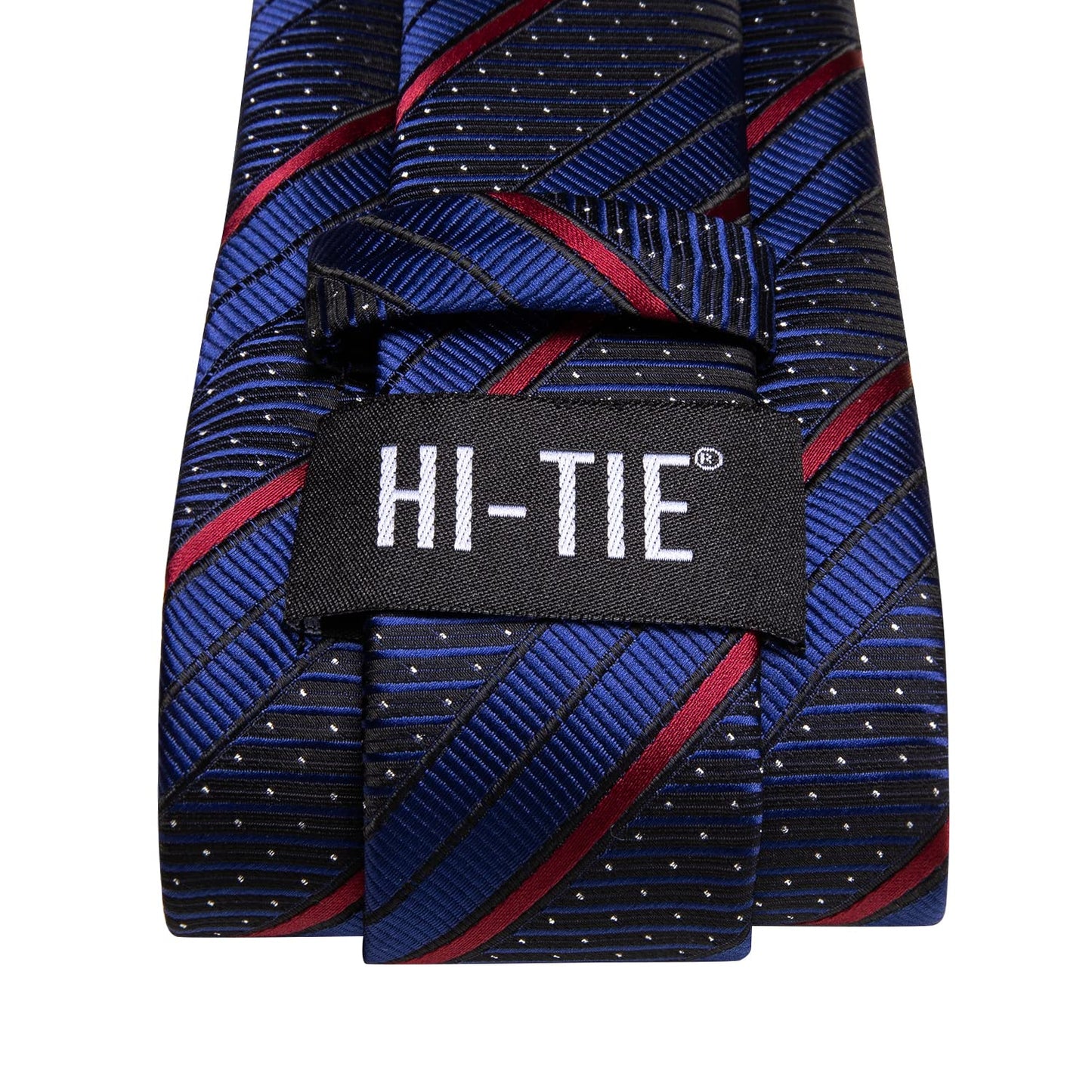 Hi-Tie Men's Neckties Silk Blue Extra Long Ties for Men 70 Inch Men's Ties and Pocket Square Cufflinks Set for Wedding