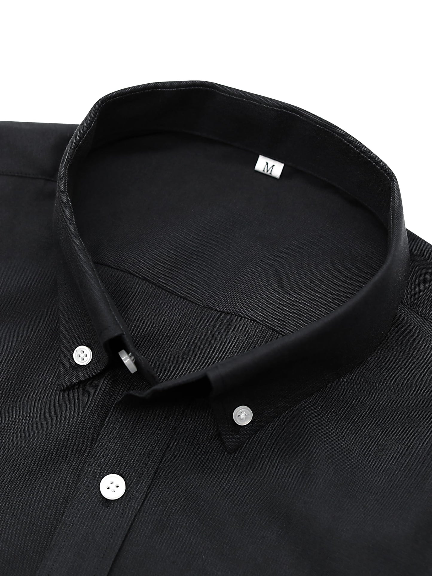 GIANZEN Black Dress Shirts for Men Mens Button Up Shirt Down Men's Long Sleeve Casual Clothes Wrinkle Free Business Oxford Black Size XXL Tall