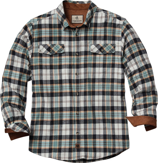 Legendary Whitetails Mens Flannel Shirt Long Sleeve Button Down Relaxed Fit, Blue Heron Plaid, XLT