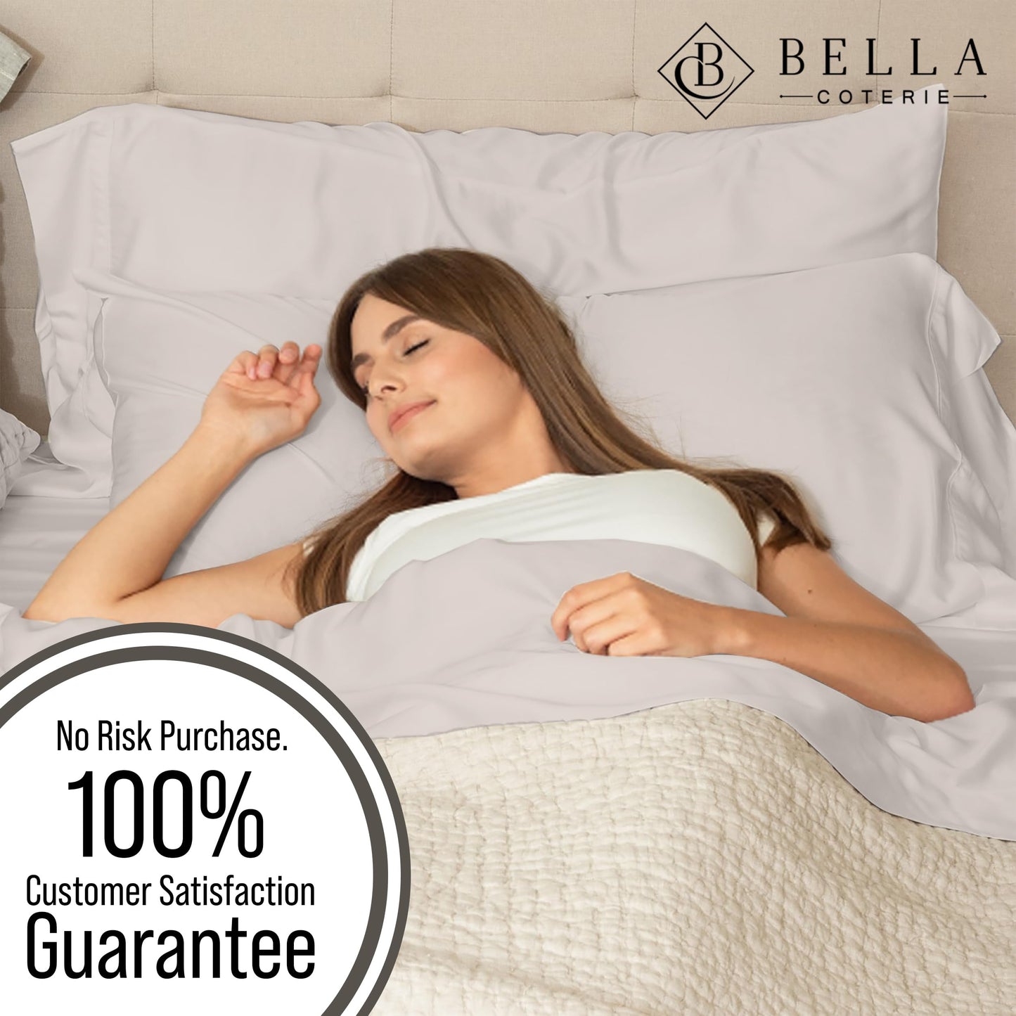 Bella Coterie Luxury Bamboo Viscose Cal King Size Sheet Set | 100% Organically Grown | Ultra Soft | Cooling for Hot Sleepers | 18" Deep Pocket [Dune]