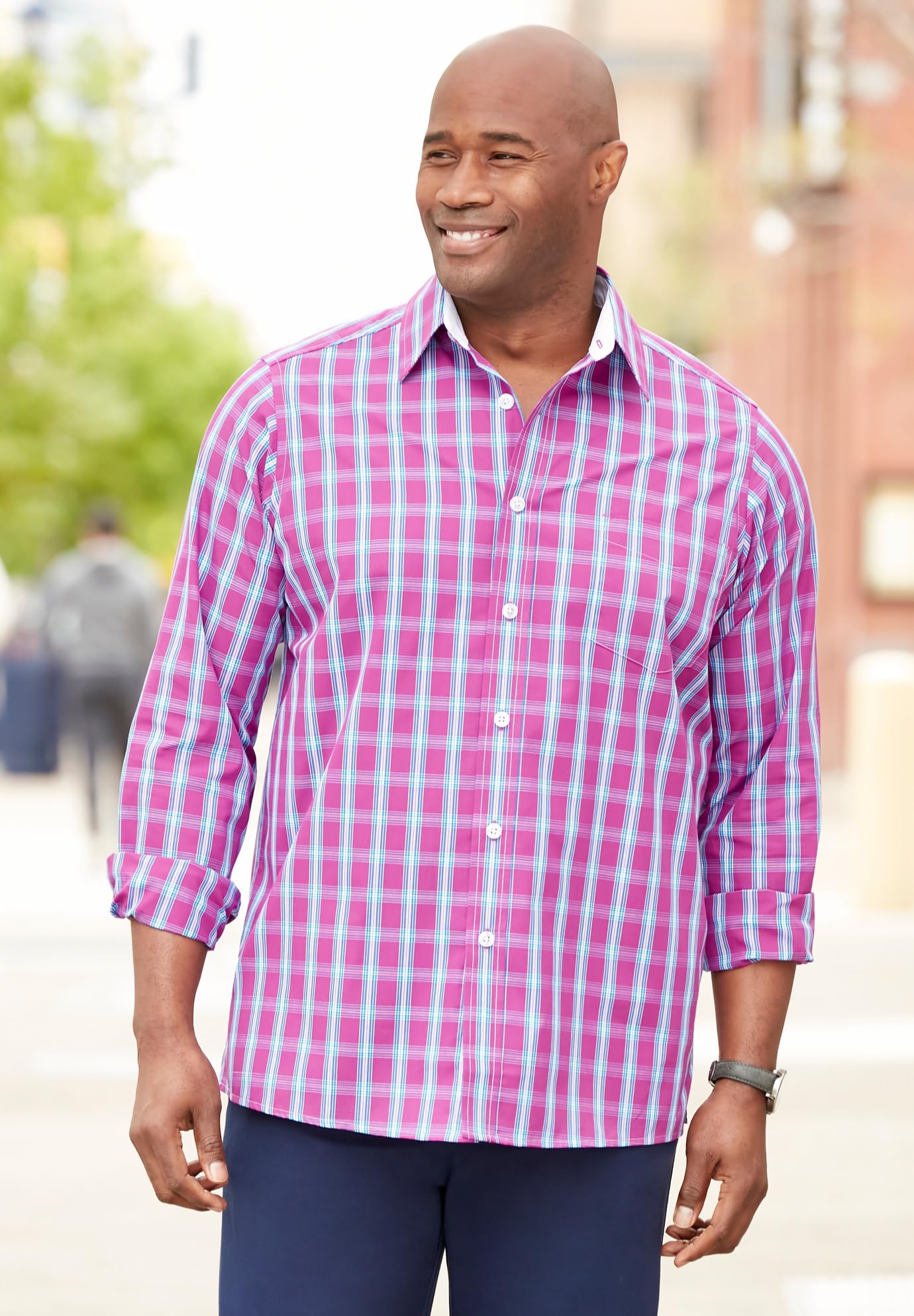 KingSize Men's Big & Tall The No-Tuck Casual Shirt - 5XL, Grey Diamond