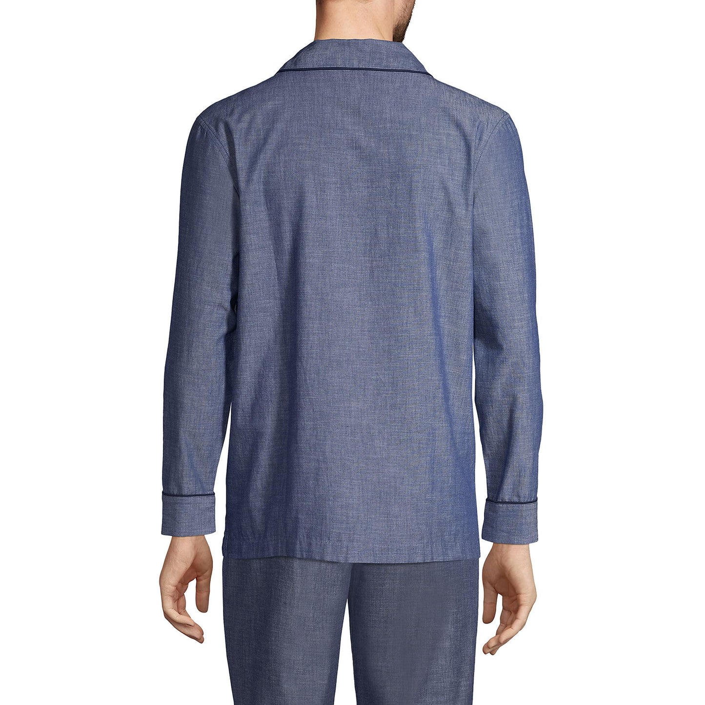 Lands' End Mens Essential Pajama Shirt Medium Indigo Chambray Tall XX-Large