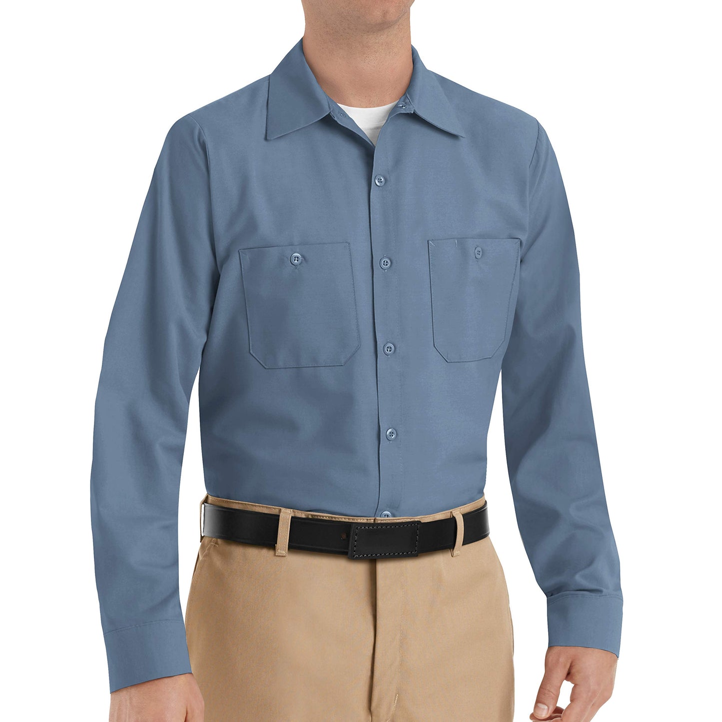 Red Kap Men's Size Industrial Work Shirt, Regular Fit, Long Sleeve, Postman Blue, X-Large/Tall