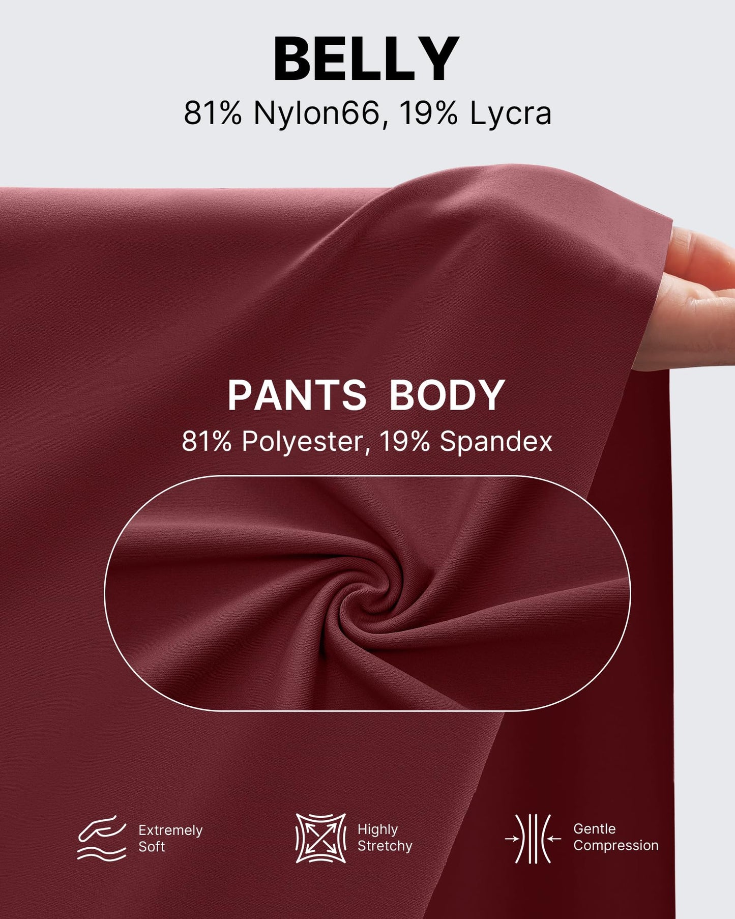 G4Free Maternity Outfits Pregnancy Leggings for Women Dress Work Pants High Waist Yoga Pants for Work and Casual Wear (Dark Burgundy,L,32")