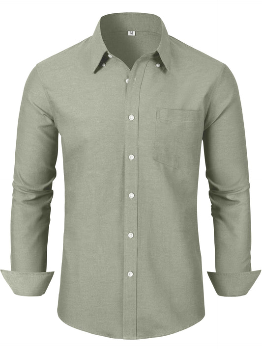 GIANZEN sage Green Shirt Button up Men Mens Dress Shirts Long Sleeve Down Oxford Big and Tall for Untucked Cotton Casual Men's Sage Green Size XXL Tall