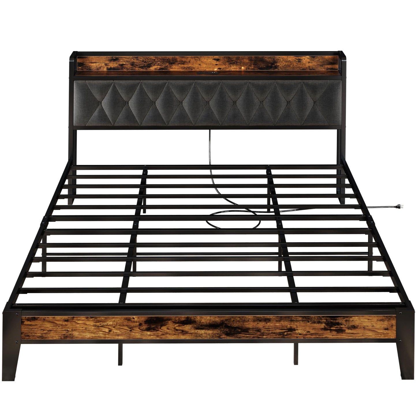 ANCTOR California King Bed Frames, Storage Headboard with Outlets, Easy to Install, Sturdy and Stable, No Noise, No Box Springs Needed - Perfect for a Good Night's Sleep