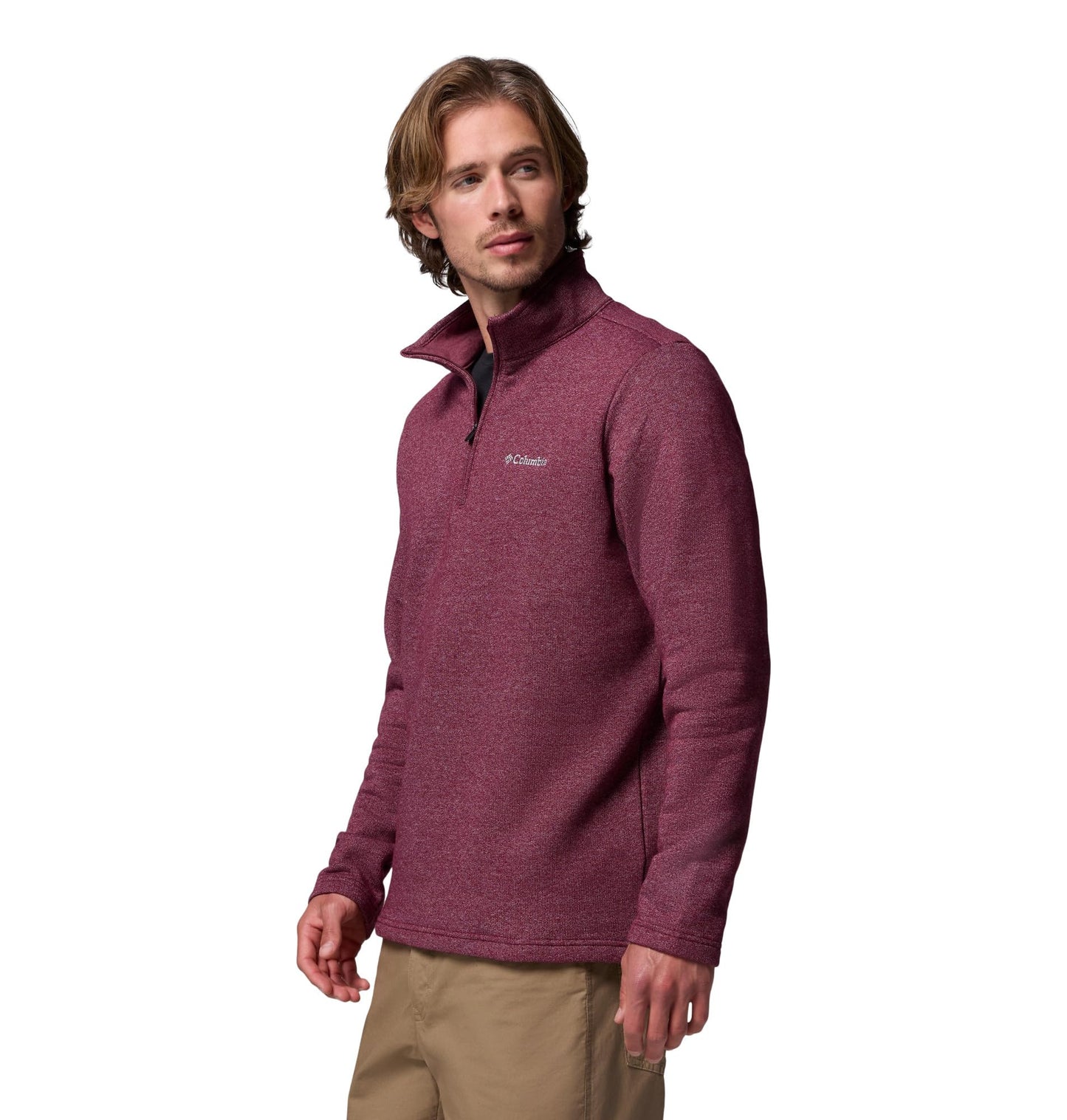 Columbia Mens Great Hart Mountain III Half Zip Pullover Jacket, Rich Wine Heather, Large Tall