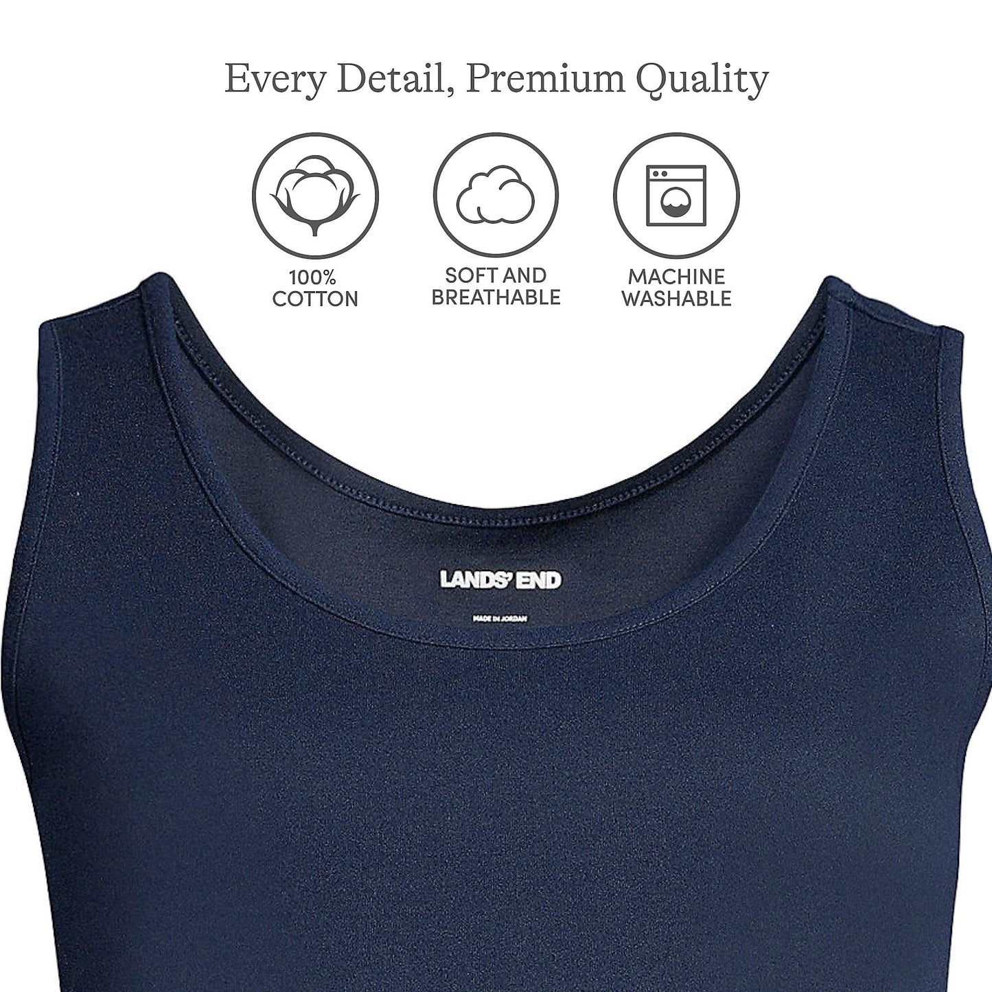 Lands' End Womens Cotton Tank Top Radiant Navy Tall Medium