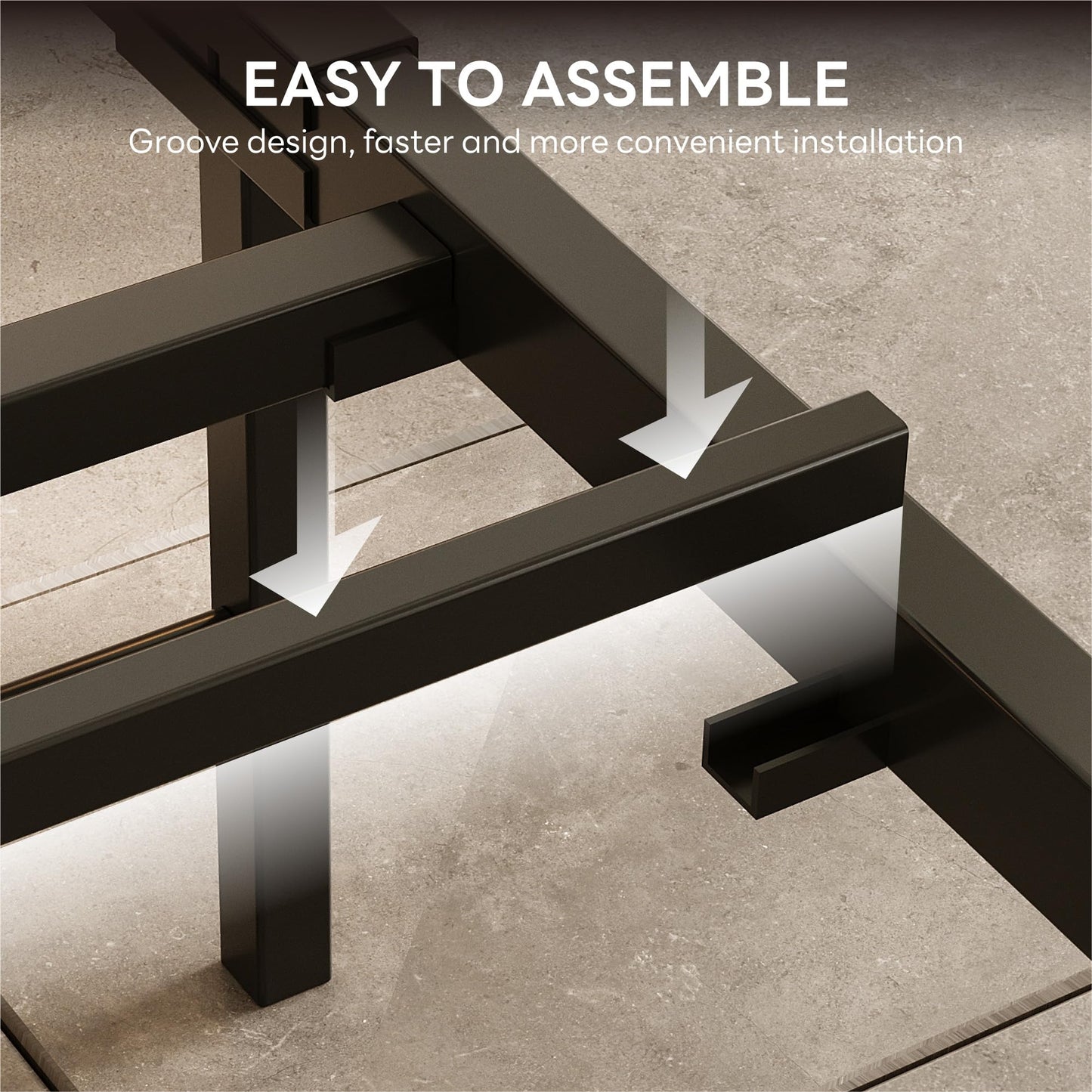 LIKIMIO California King Bed Frame with Headboard, Dark Wood Camas California King with Strong Supports, Sturdy, Noise-Free, No Box Spring Needed, Dark Brown