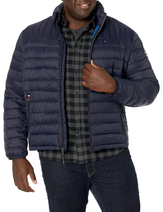 Tommy Hilfiger Men's Ultra Loft Lightweight Packable Puffer Jacket (Standard and Big & Tall), Midnight w/Patch, XL-Tall