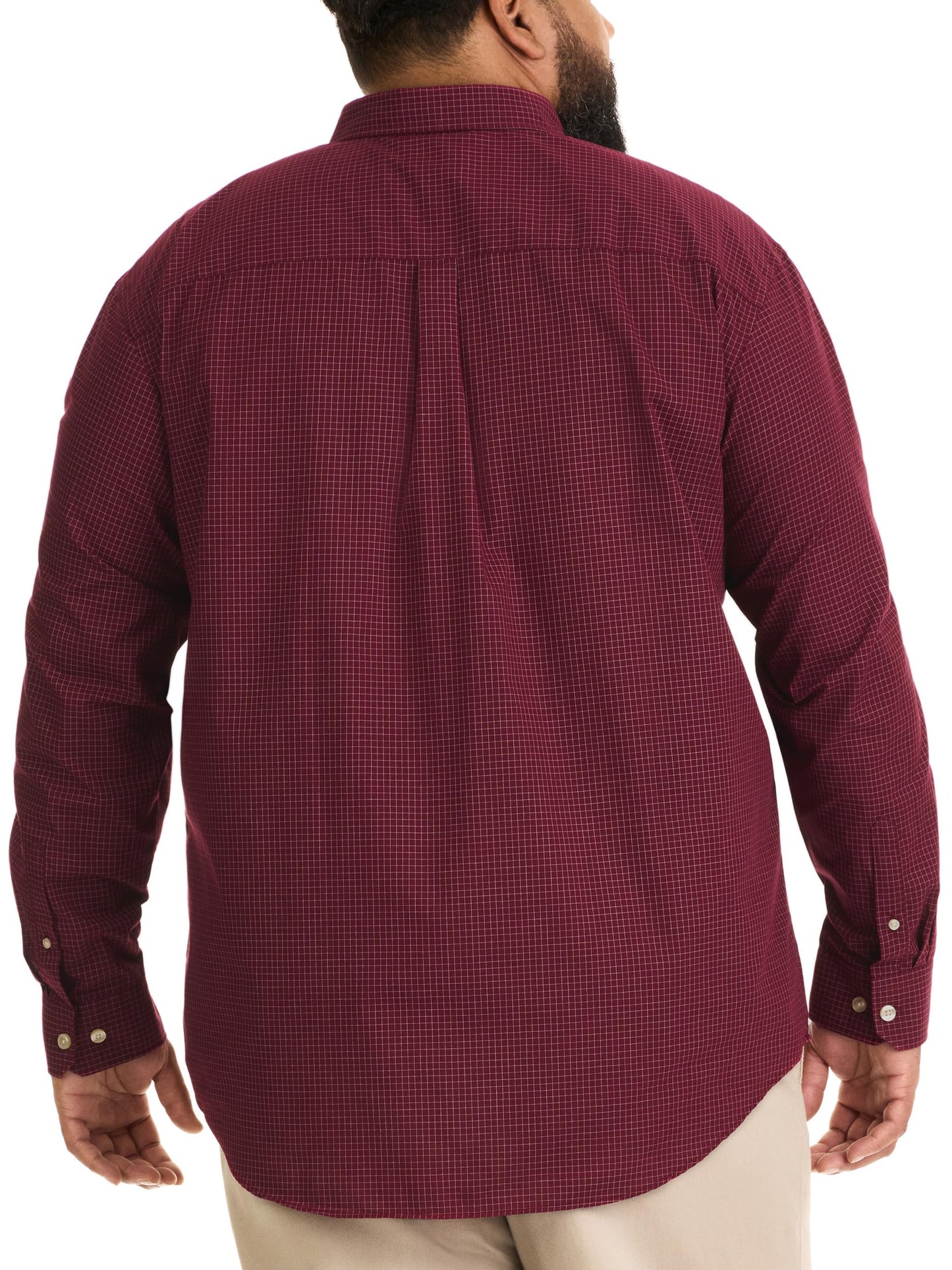 Van Heusen Men's Big Wrinkle Free Long Sleeve Button Down Shirt, Port Red, 5X-Large Tall